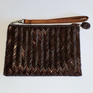 Bronze Beaded Wristlet